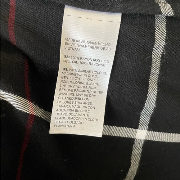 Chicos Black Plaid/Window Pane Shirt with red and white plaid/stripe- size S - Picture 5 of 7